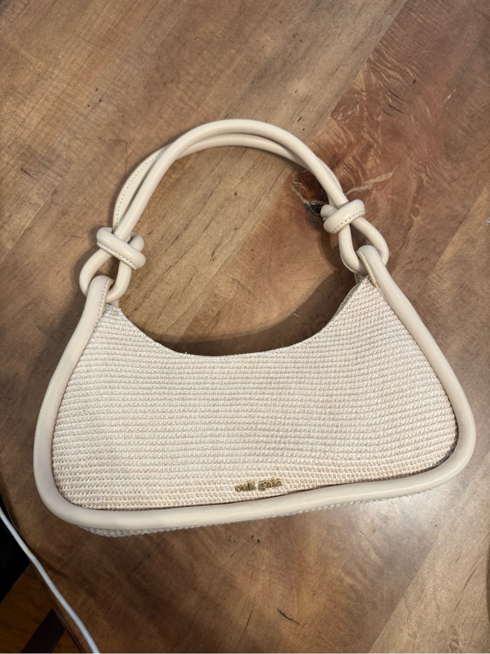 Cult Gaia Beige Woven Shoulder Bag